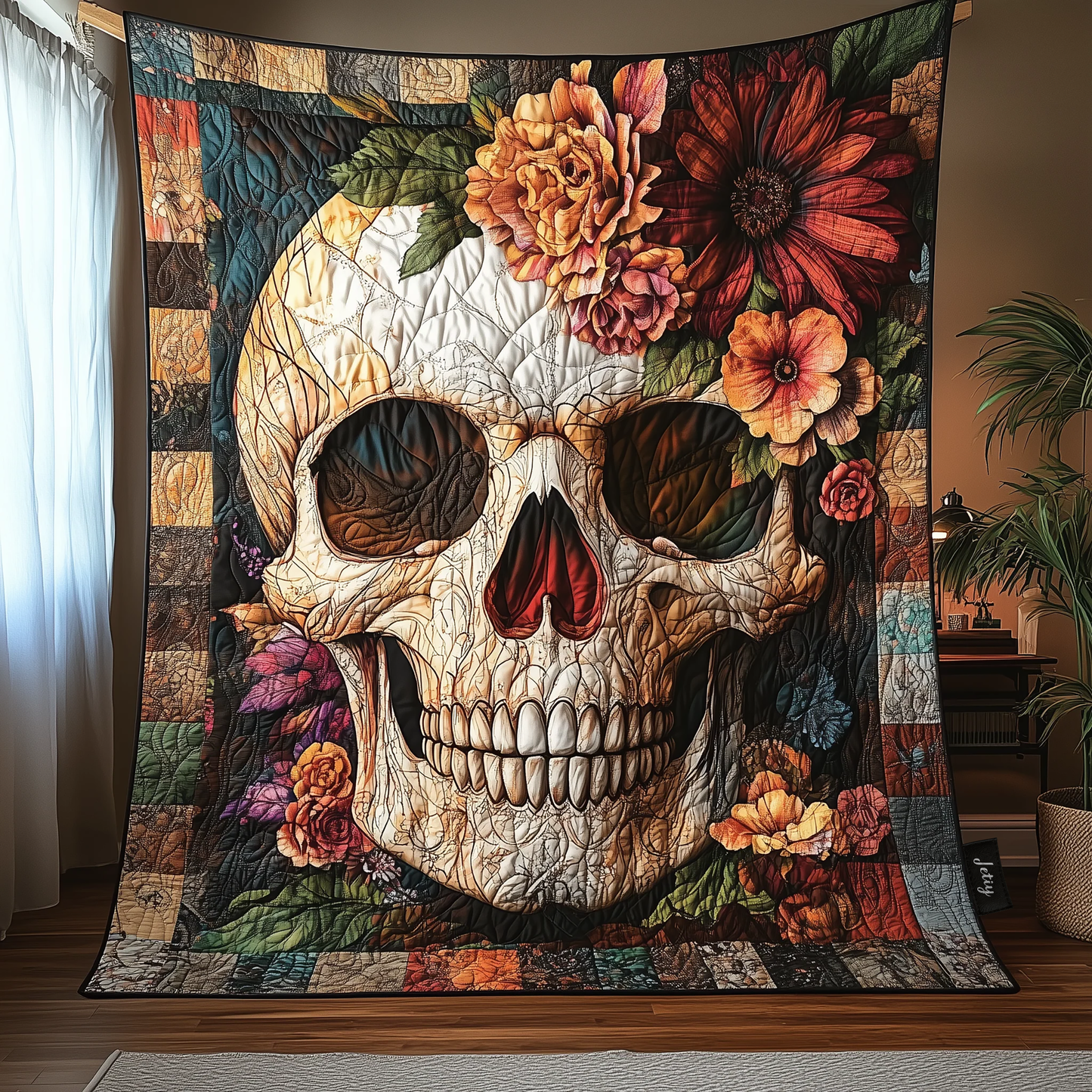 Free Mind Skull Quilted Blanket GFTONL1132