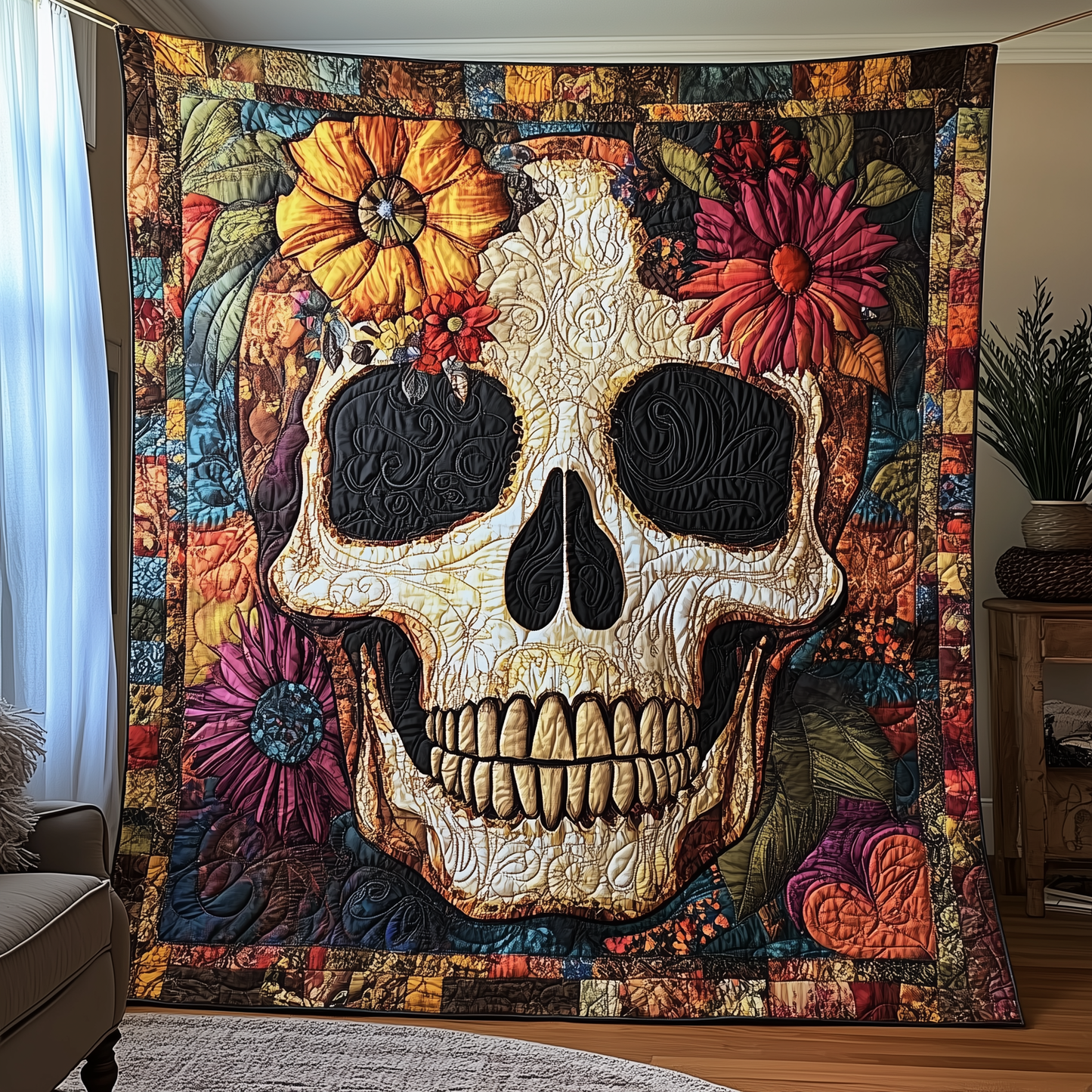 Free Mind Skull Quilted Blanket GFTONL1134