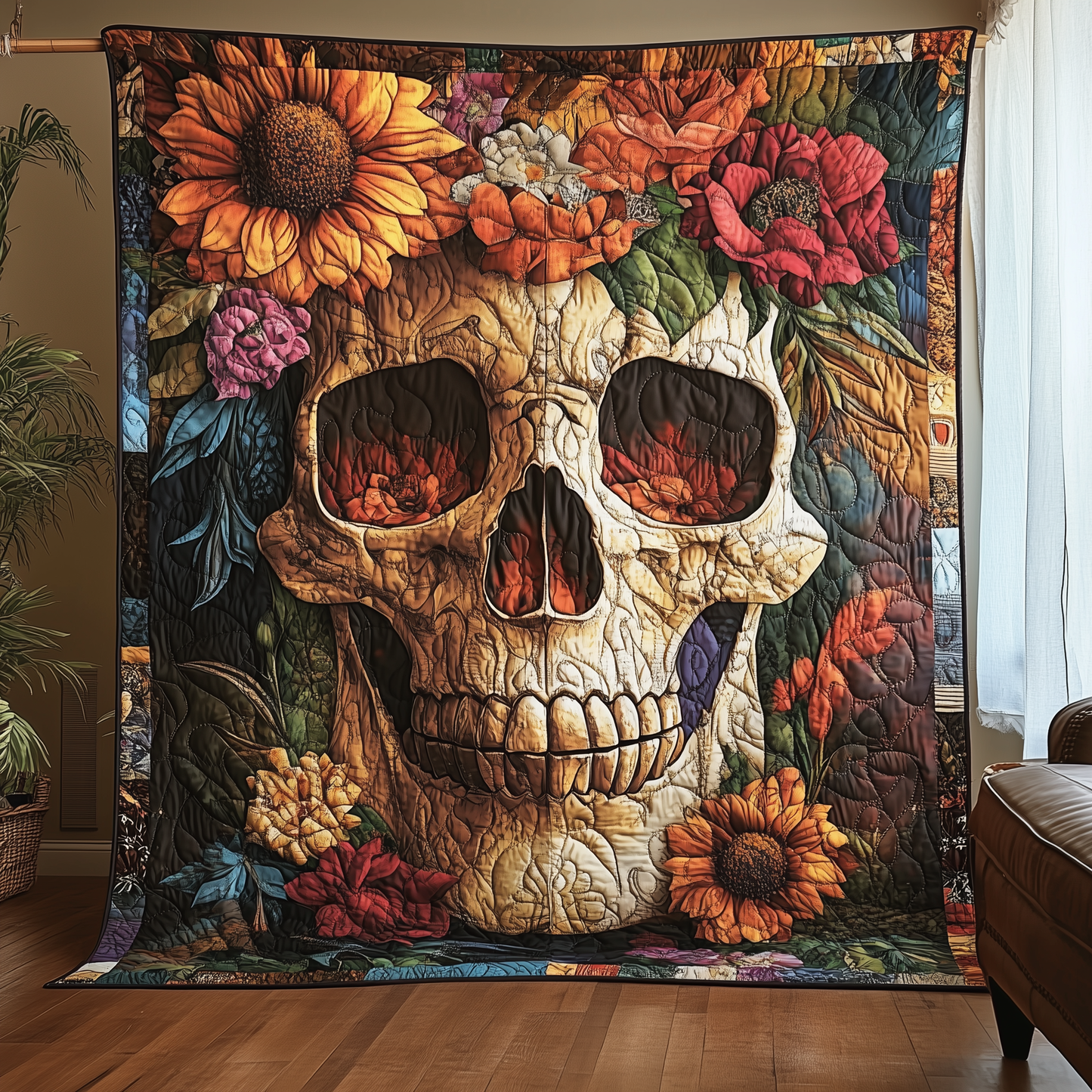 Free Mind Skull Quilted Blanket GFTONL1136