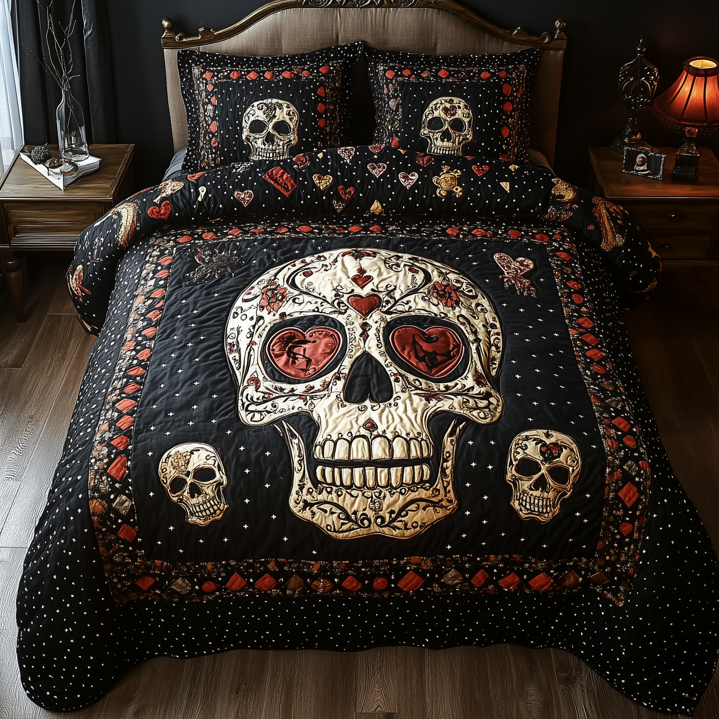 Vintage Skull  3-Piece Quilted Bedding Set GFTONL1152