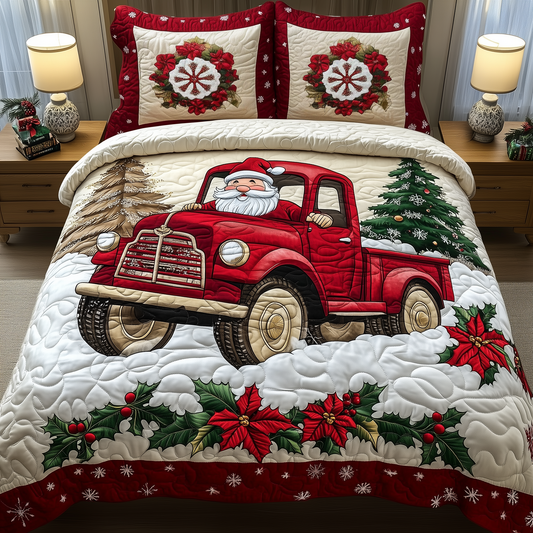 Santa Claus Is Coming 3-Piece Quilted Bedding Set GFTONL1193