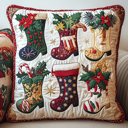 Christmas Santa Boot Quilted Pillow Case GFTONL1234