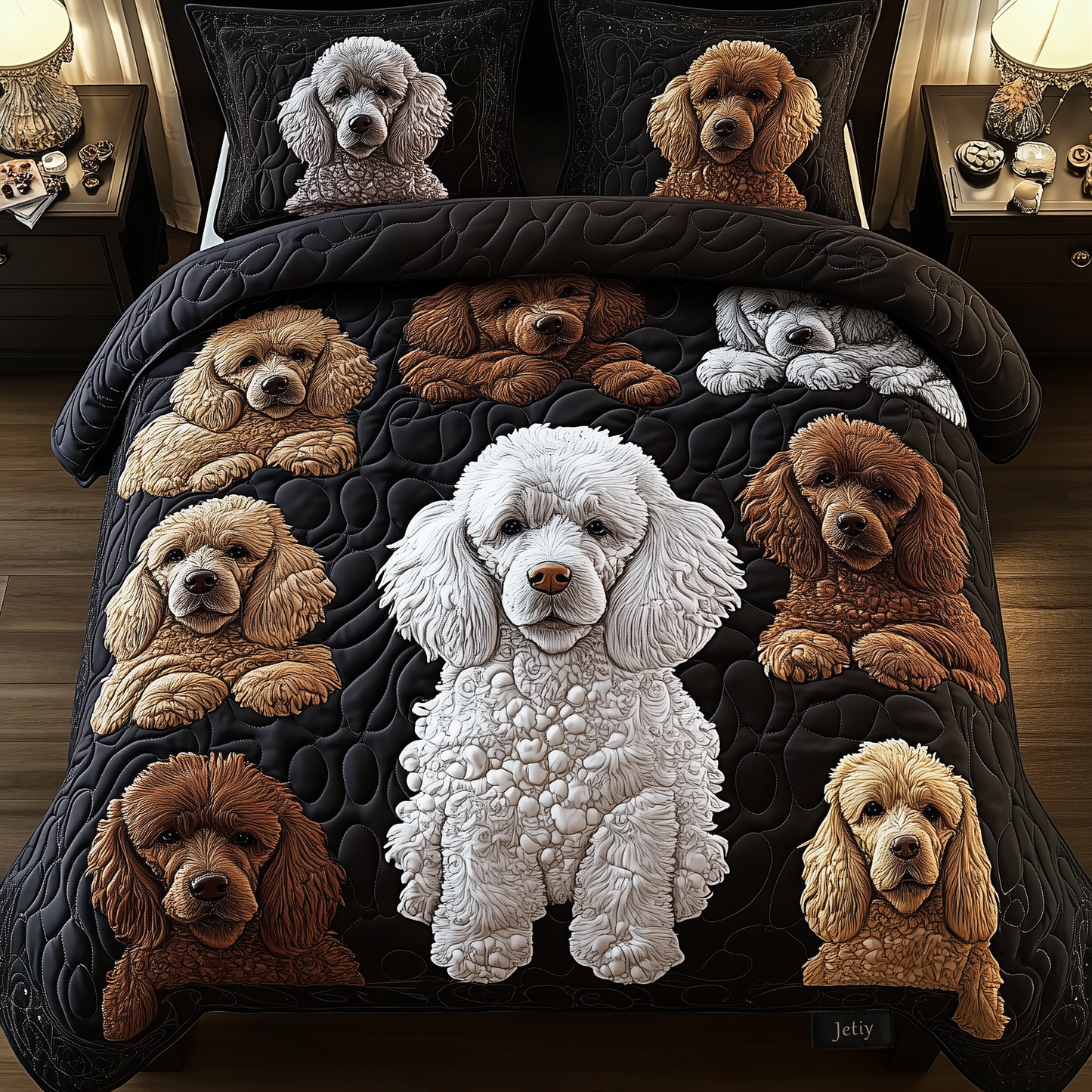 Playful Poodle 3-Piece Quilted Bedding Set GFTONL1254