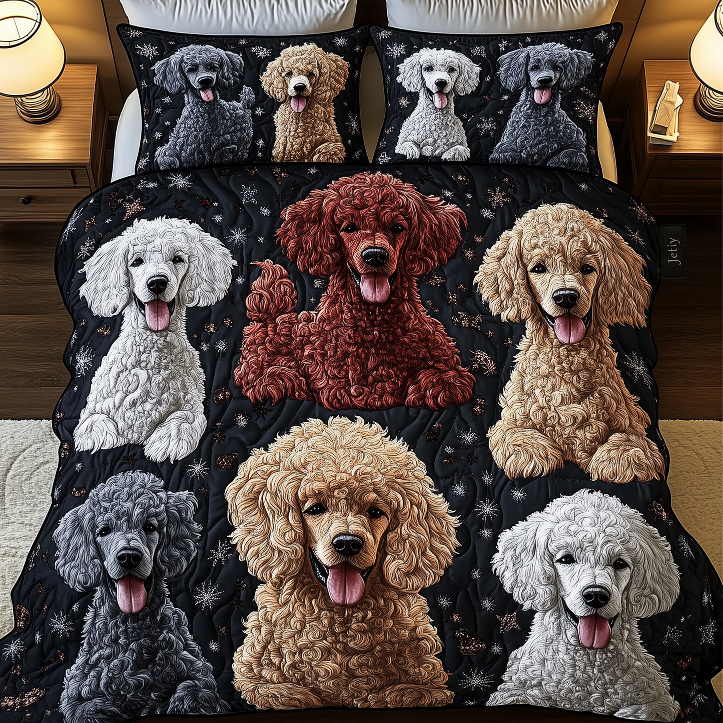 Playful Poodle 3-Piece Quilted Bedding Set GFTONL1258