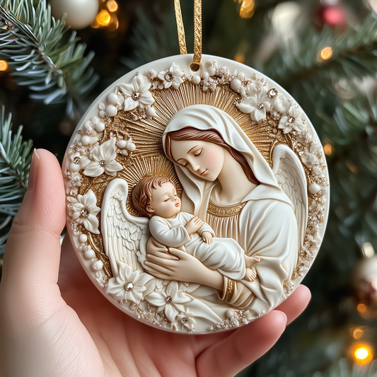 Virgin Mary And Baby Jesus Mica Ornament GFTONL1294