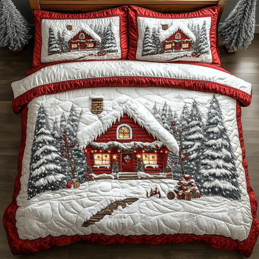 Vintage Snow Cabin 3-Piece Quilted Bedding Set GFTONL1312