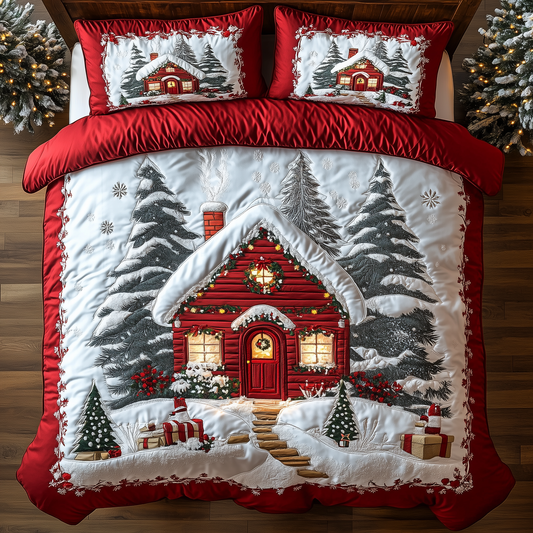 Vintage Snow Cabin 3-Piece Quilted Bedding Set GFTONL1315