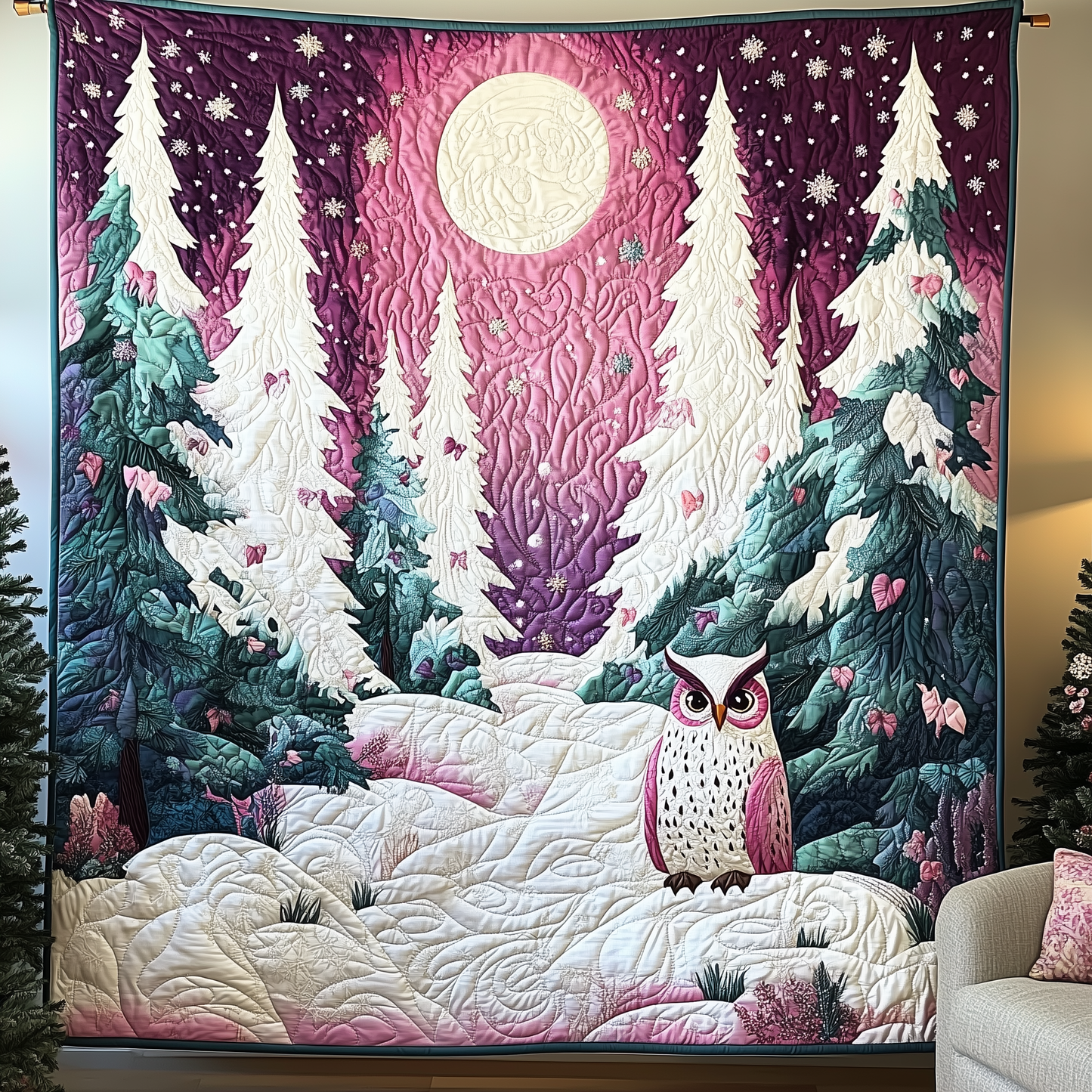 Pink Moonlight Quilted Blanket GFTONL1332