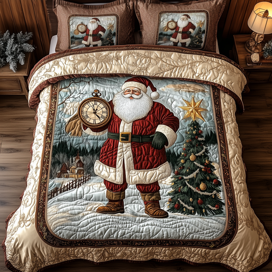 Vintage Santa 3-Piece Quilted Bedding Set GFTONL1398