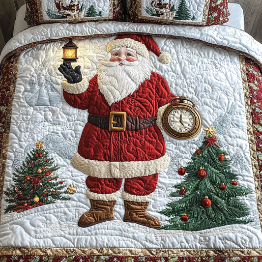 Vintage Santa 3-Piece Quilted Bedding Set GFTONL1403