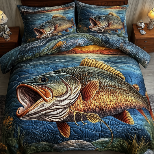 Fishing Life 3-Piece Quilted Bedding Set GFTONL1492