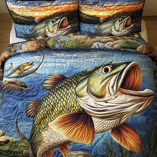 Fishing Life 3-Piece Quilted Bedding Set GFTONL1495