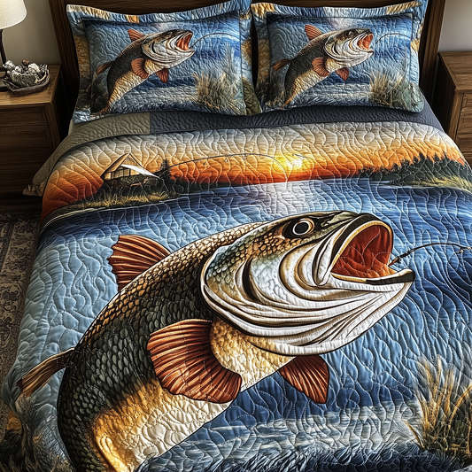 Fishing Life 3-Piece Quilted Bedding Set GFTONL1502