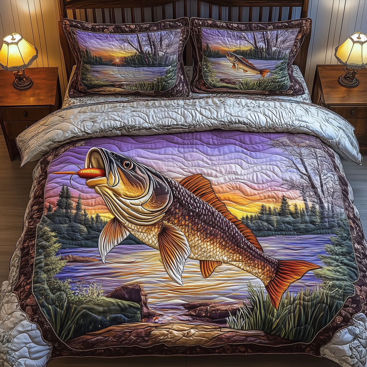 Fishing Life 3-Piece Quilted Bedding Set GFTONL1504