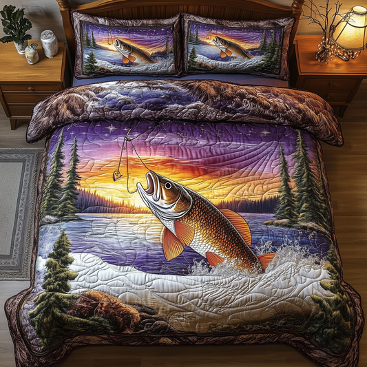 Fishing Life 3-Piece Quilted Bedding Set GFTONL1506