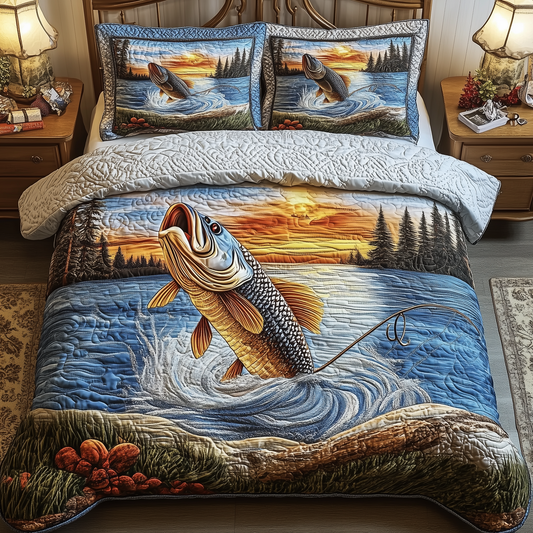 Fishing Life 3-Piece Quilted Bedding Set GFTONL1512