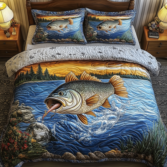 Fishing Life 3-Piece Quilted Bedding Set GFTONL1513