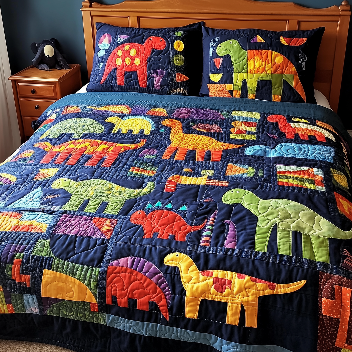 Playful Dinosaurs 3-Piece Quilted Bedding Set GFTONL216