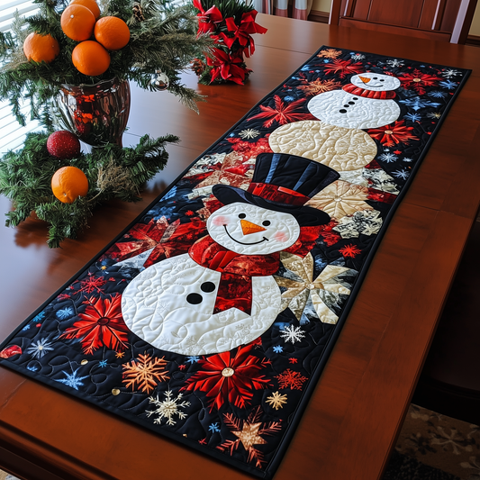 Cheerful Snowman Quilted Table Runner GFTONL248