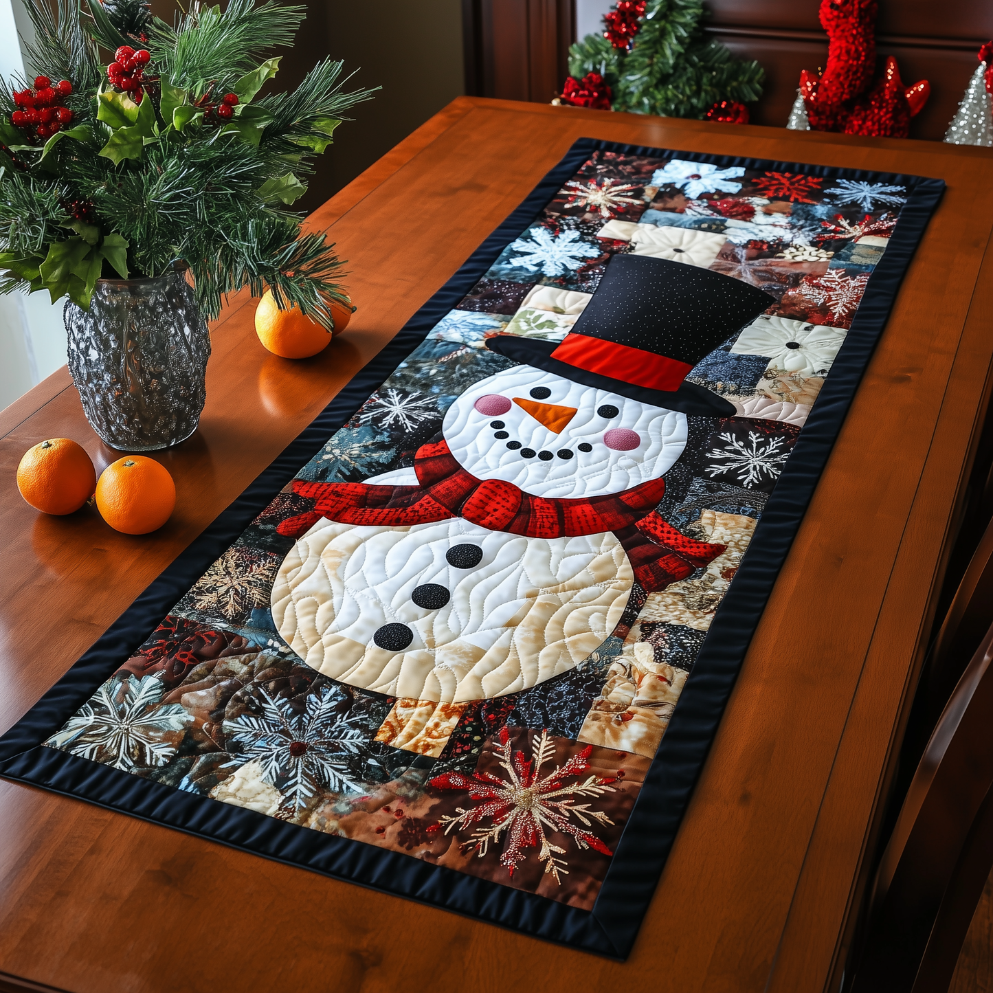 Cheerful Snowman Quilted Table Runner GFTONL249