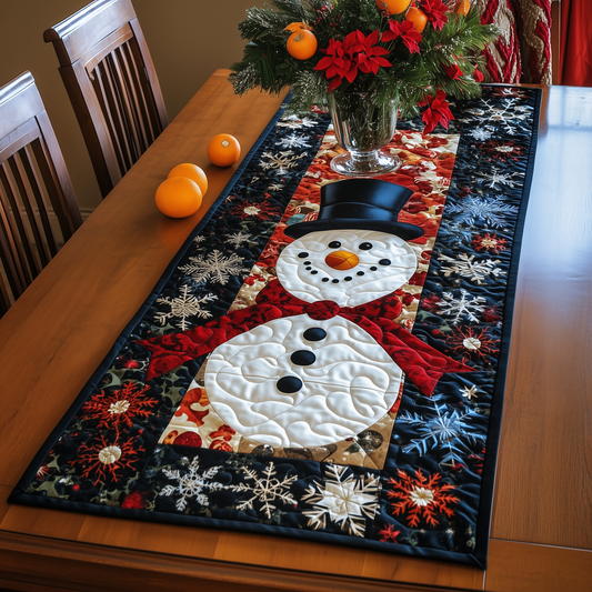 Cheerful Snowman Quilted Table Runner GFTONL254