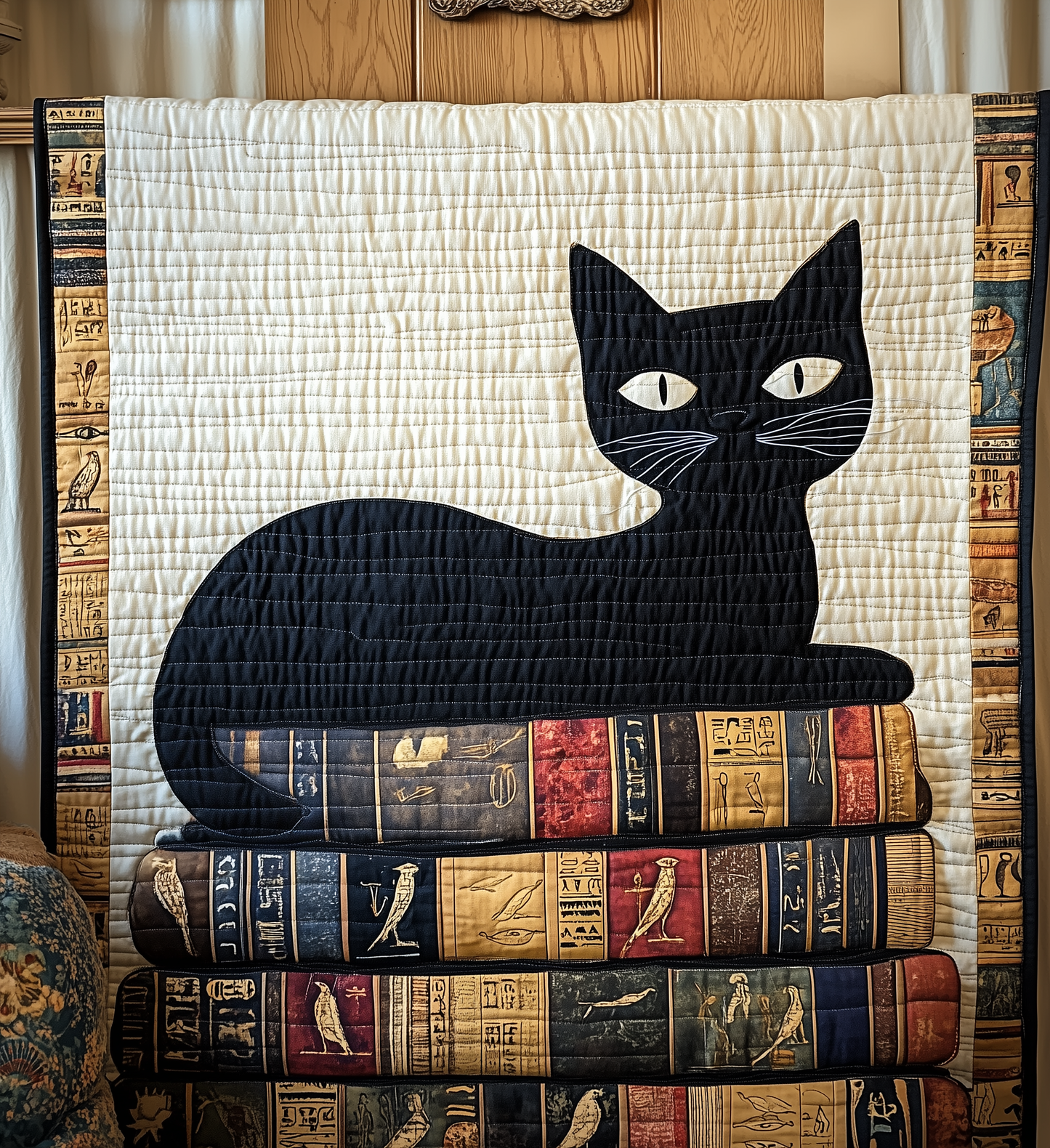 Black Cat And Ancient Books Quilted Blanket GFTONL263