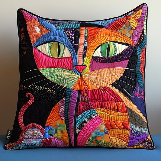 Whiskers In Motion Cat Quilted Pillow Case GFTONL301