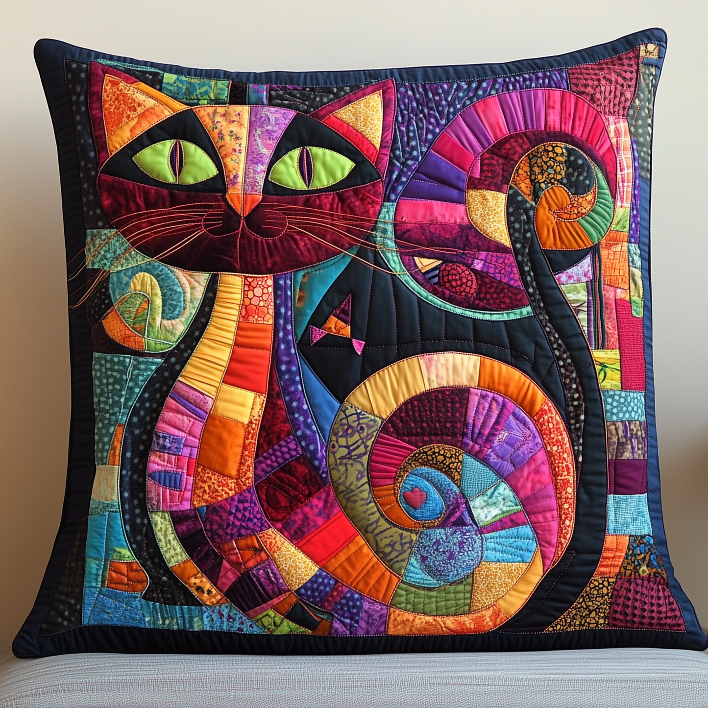 Whiskers In Motion Cat Quilted Pillow Case GFTONL302