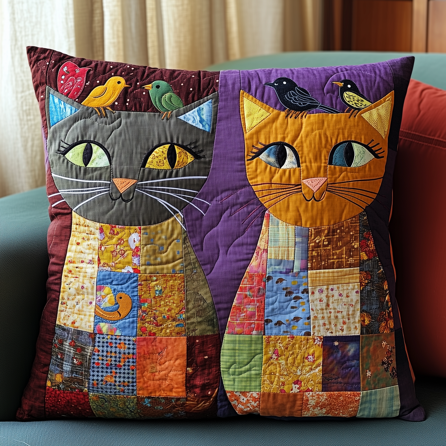 The Odd Cat Duo Quilted Pillow Case GFTONL308