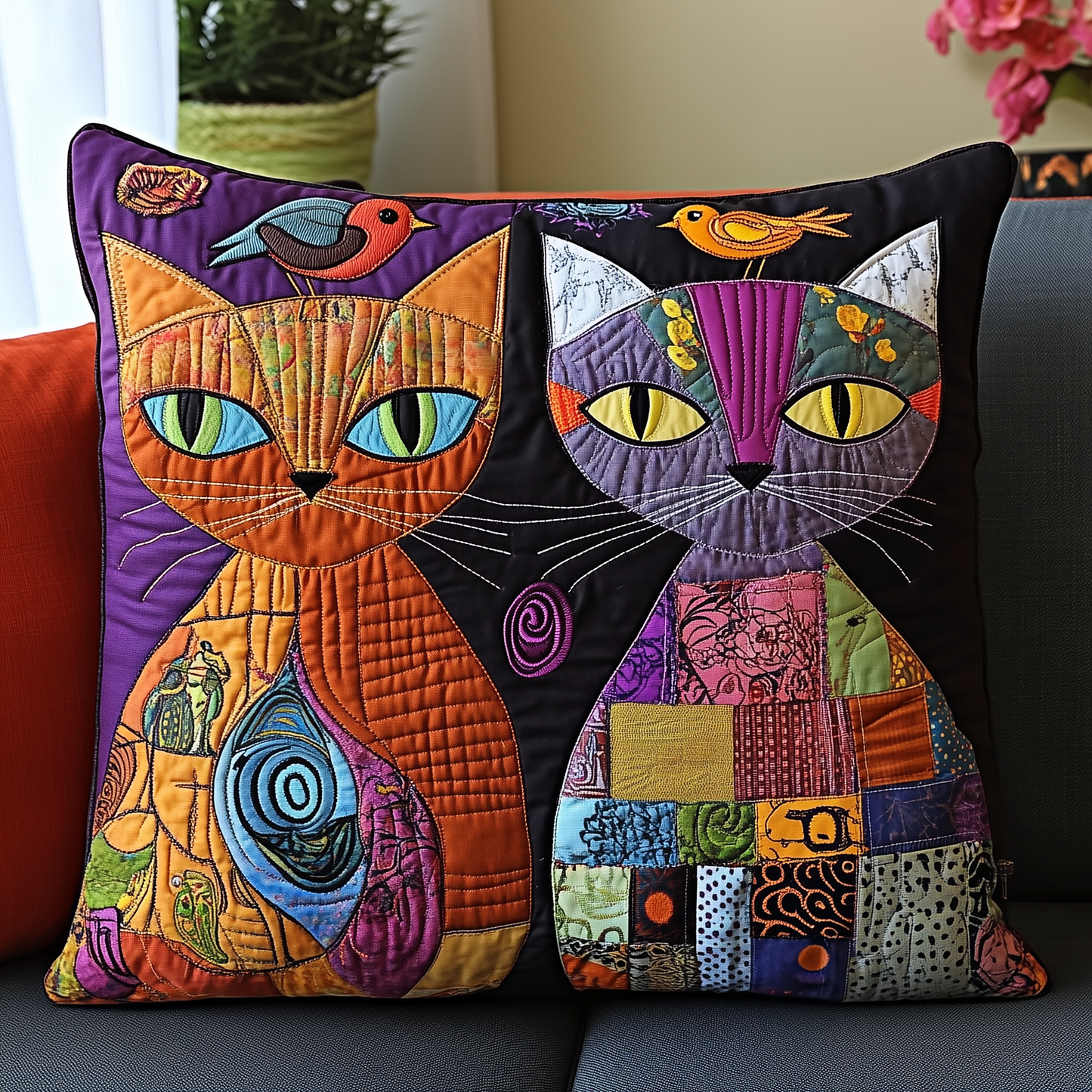 The Odd Cat Duo Quilted Pillow Case GFTONL310