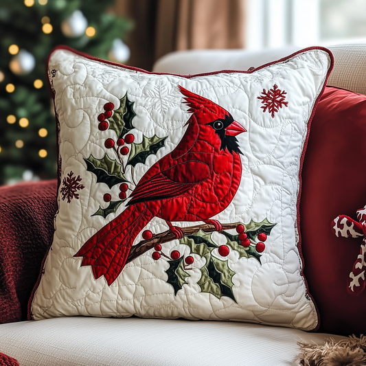 Red Cardinal Holiday Quilted Pillow Case GFTONL341