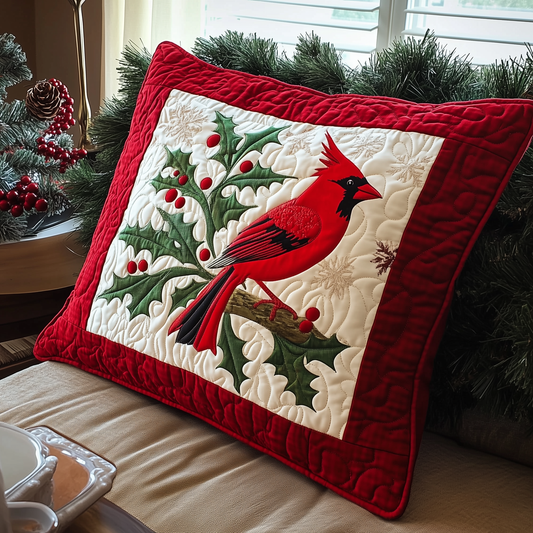 Red Cardinal Holiday Quilted Pillow Case GFTONL342