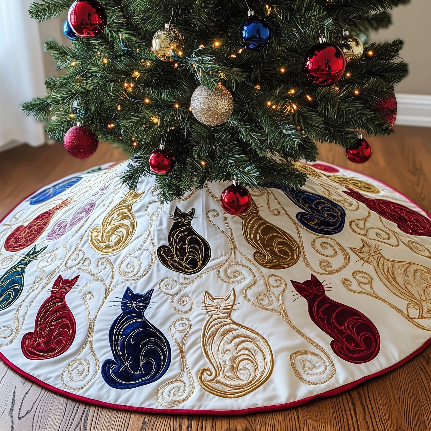 Swirl Cat Quilted Tree Skirt GFTONL399