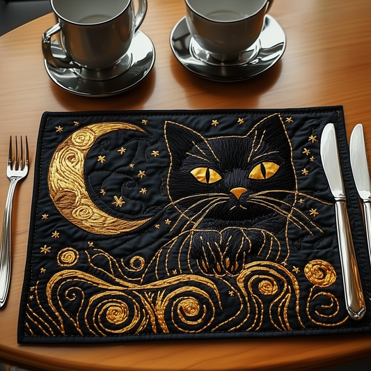 Black and Gold Cat Quilted Placemat GFTONL425