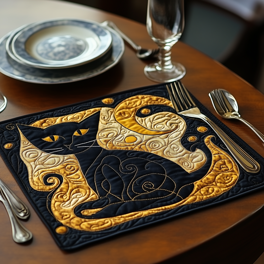 Black and Gold Cat Quilted Placemat GFTONL427