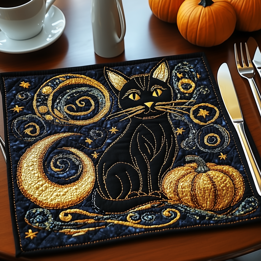 Starry Black Cat Quilted Placemat GFTONL430