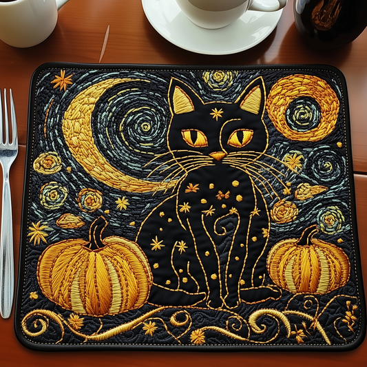 Starry Black Cat Quilted Placemat GFTONL435