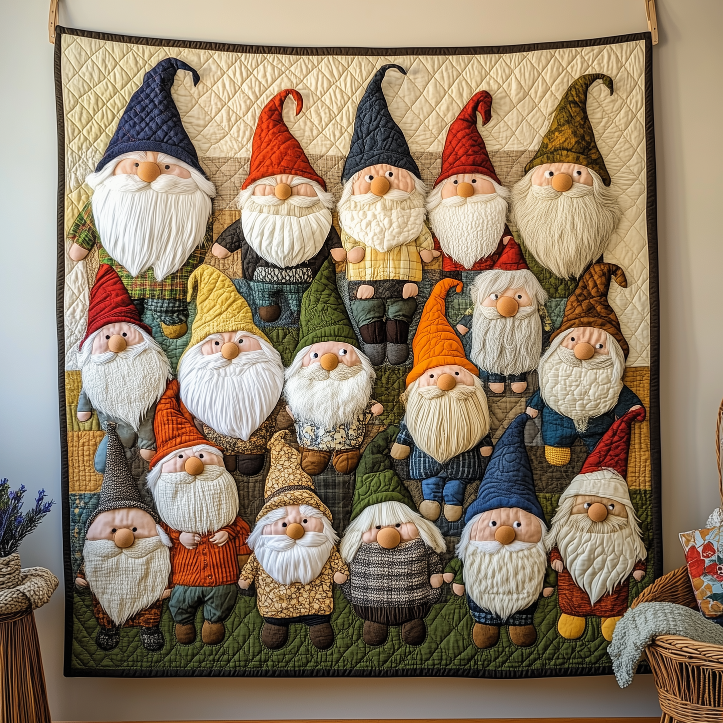 Whimsical Gnomes Quilted Blanket GFTONL453