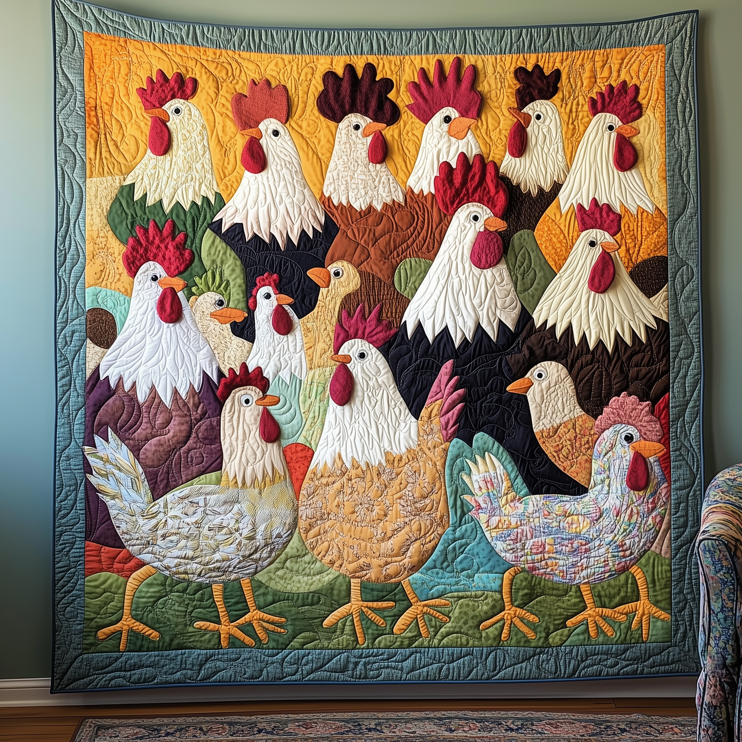 Chicken Invaders Quilted Blanket GFTONL463