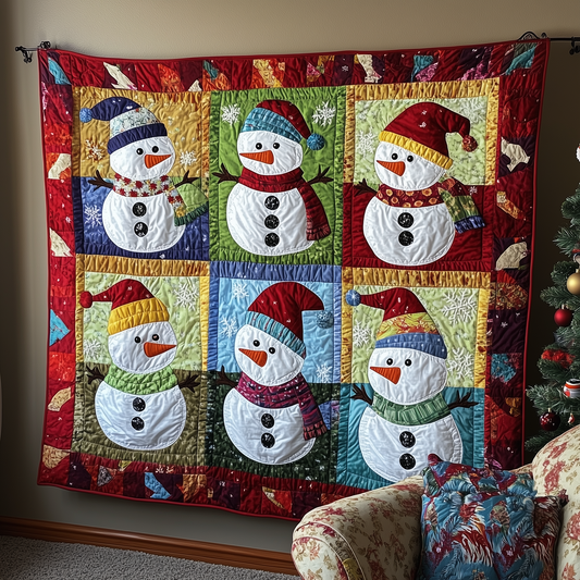 Playful Snowmen Quilted Blanket GFTONL489