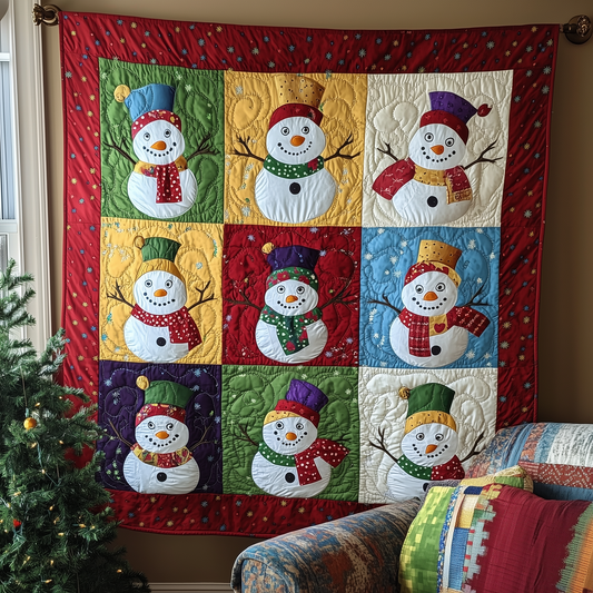 Playful Snowmen Quilted Blanket GFTONL490