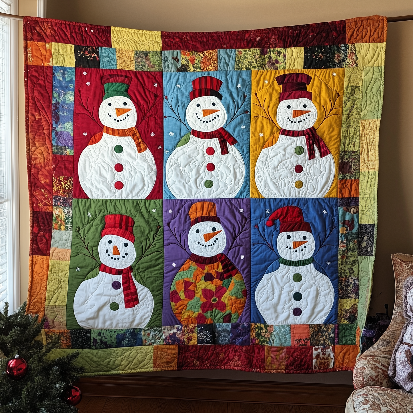 Playful Snowmen Quilted Blanket GFTONL491