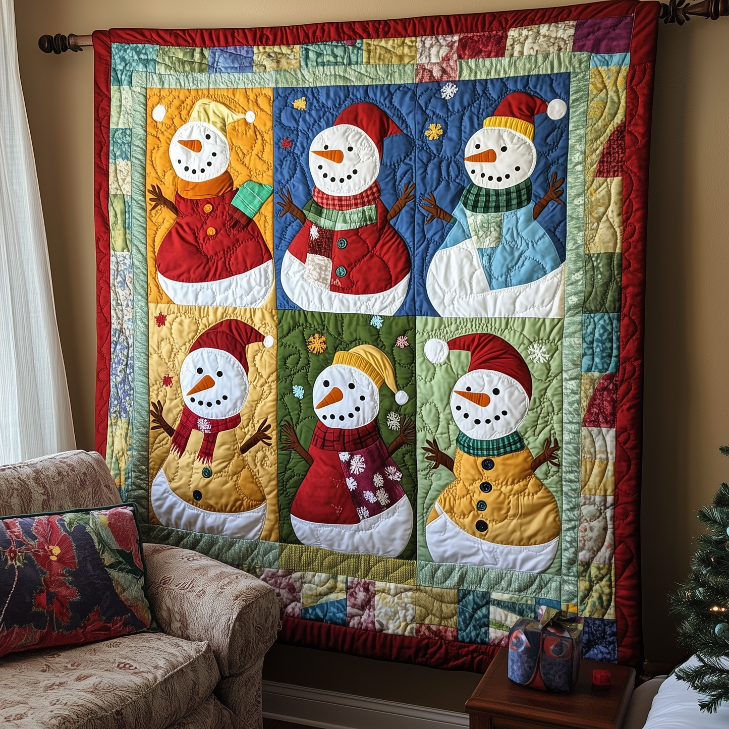 Playful Snowmen Quilted Blanket GFTONL493