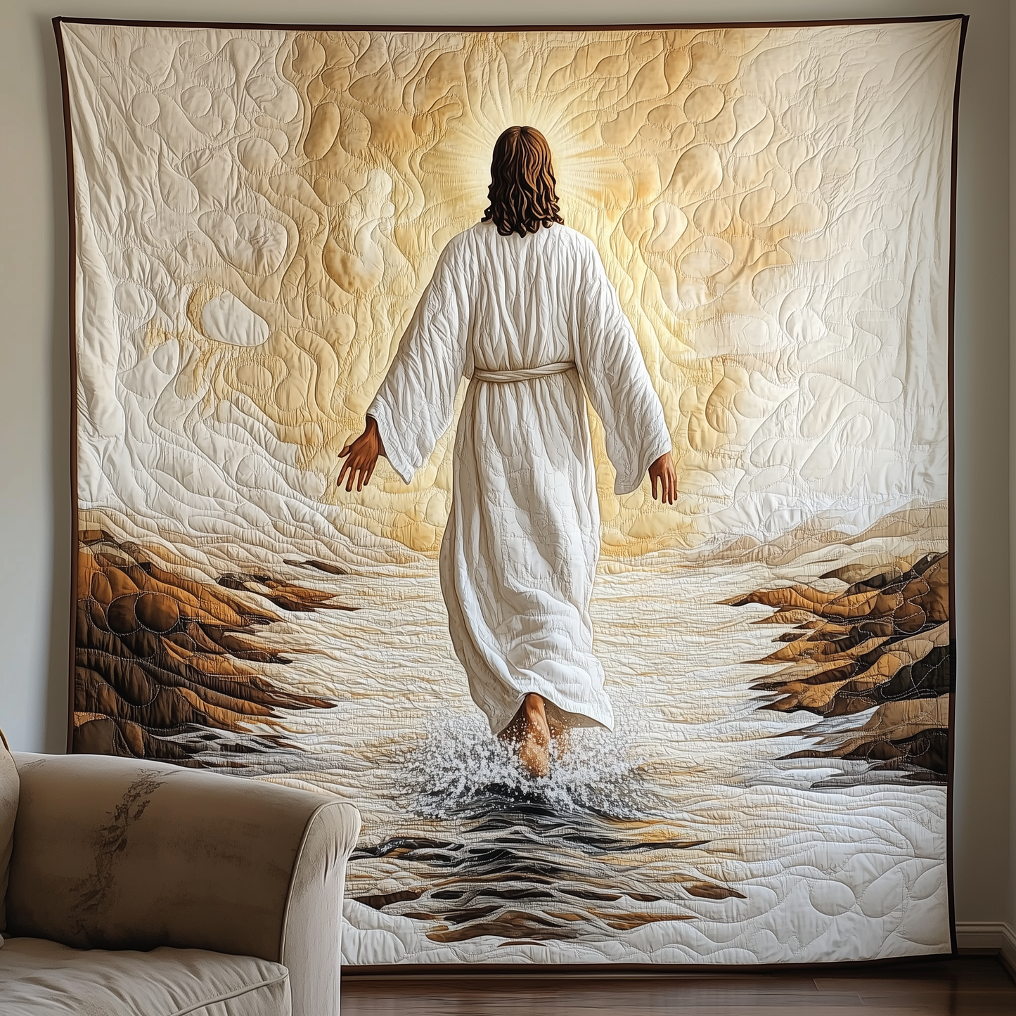 Walking On Water Jesus Quilted Blanket GFTONL578