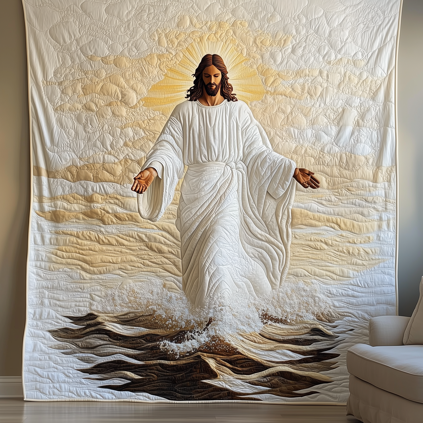 Walking On Water Jesus Quilted Blanket GFTONL580