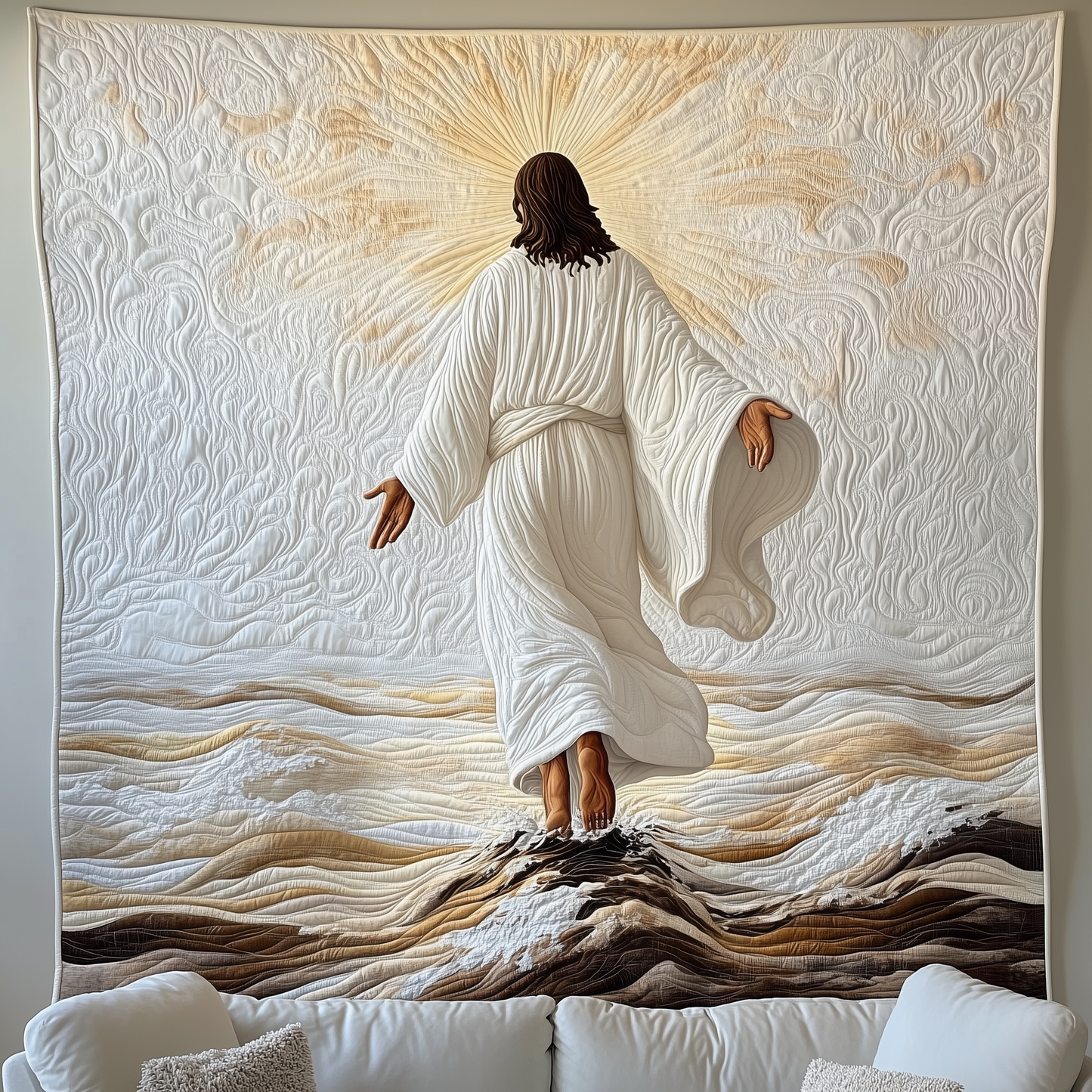 Walking On Water Jesus Quilted Blanket GFTONL583