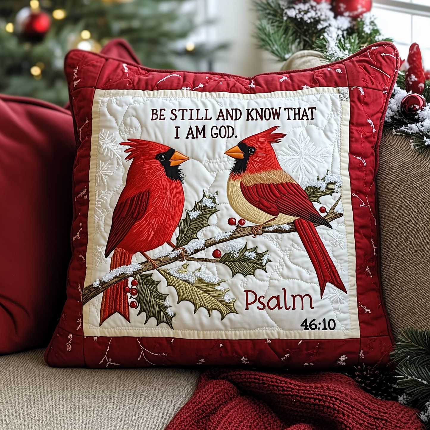 Be Still And Know That I'm God Cardinal Quilted Pillow Case GFTONL592