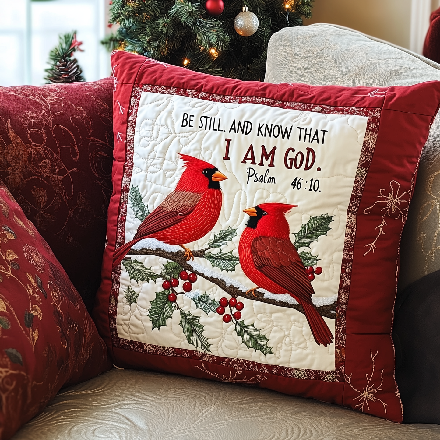 Be Still And Know That I'm God Cardinal Quilted Pillow Case GFTONL593