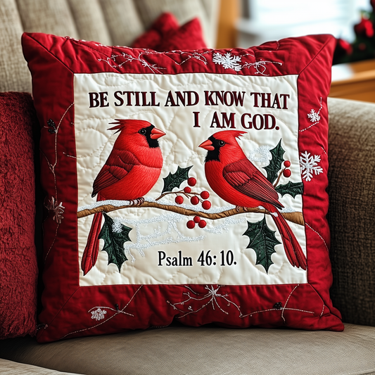 Be Still And Know That I'm God Cardinal Quilted Pillow Case GFTONL596