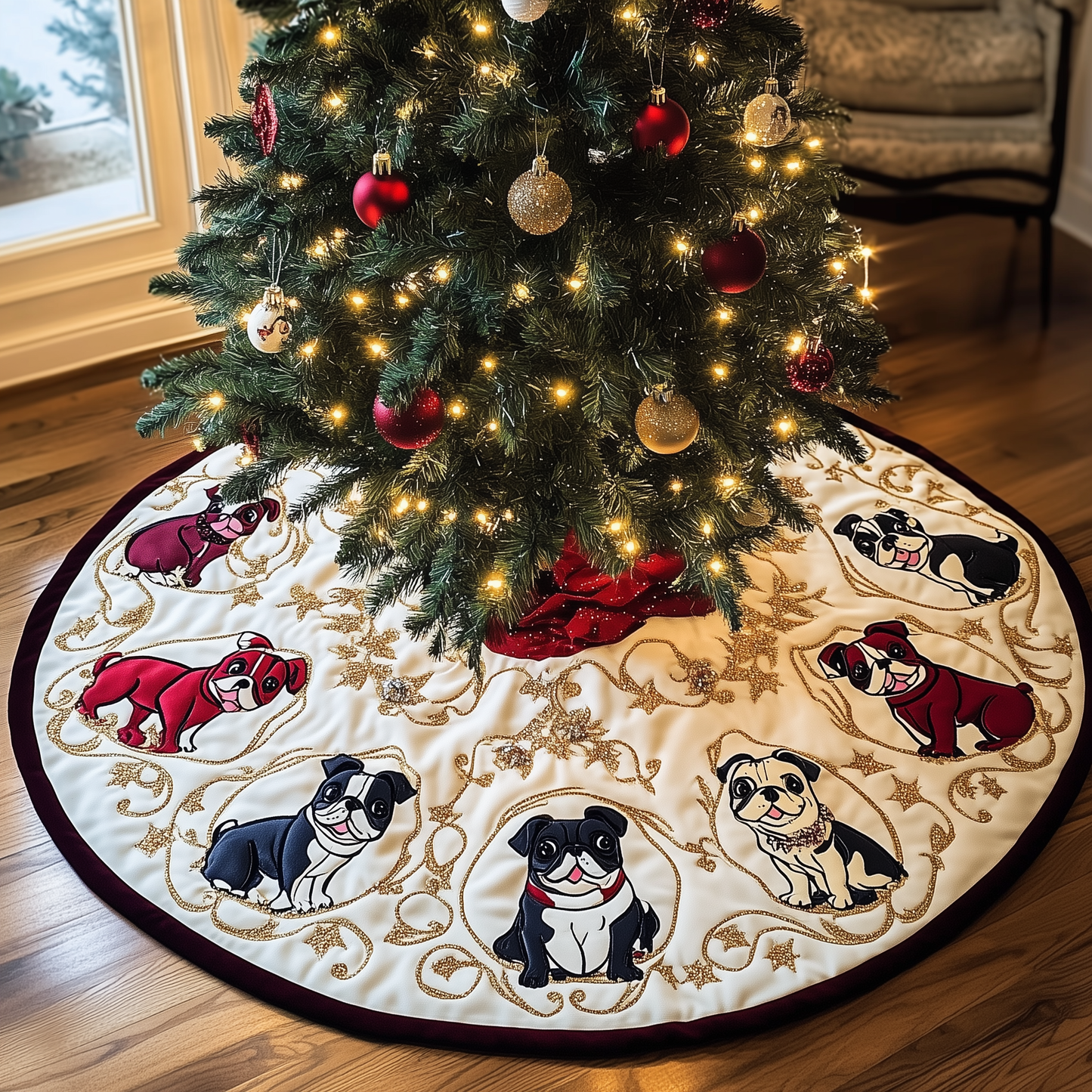 Bulldog Quilted Tree Skirt GFTONL691